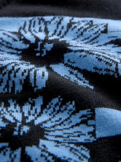 Next Black/Blue Floral Stripe Soft Touch Crew Neck Cotton Rich Jumper^Women Nightwear|Knitwear