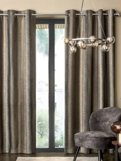 Next Metallic Stripe Eyelet Blackout/Thermal Curtains Black/Bronze Gold