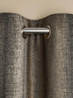 Next Metallic Stripe Eyelet Blackout/Thermal Curtains Black/Bronze Gold
