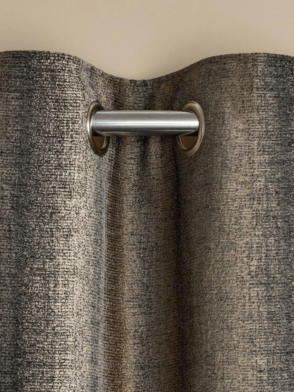 Next Metallic Stripe Eyelet Blackout/Thermal Curtains Black/Bronze Gold