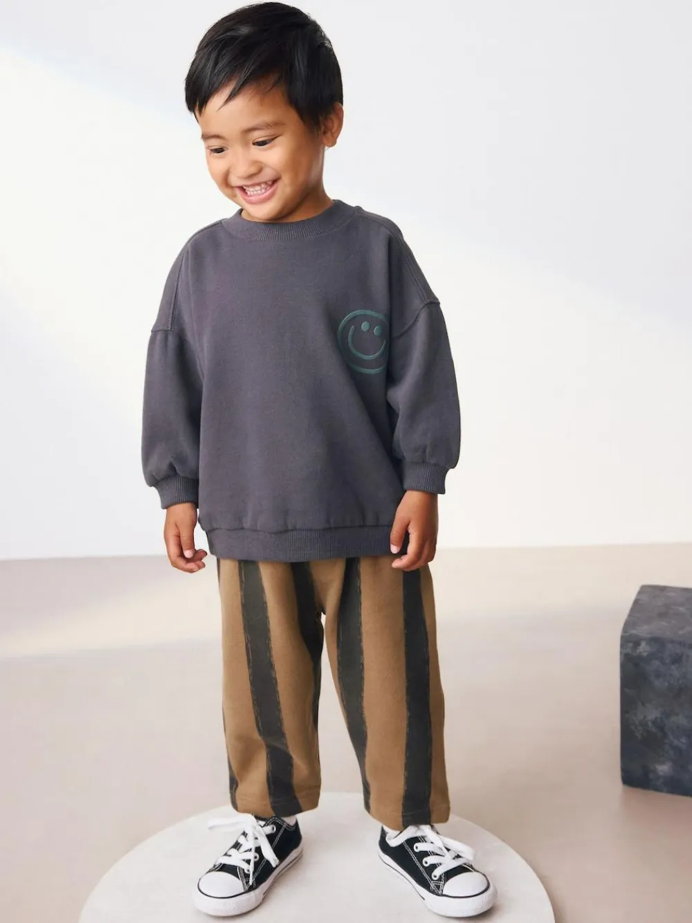 Next Black/Brown Single Sweatshirt And Stripe Joggers Set (3mths-7yrs)^BOY Sets & Co-Ords|Sets & Co-Ords