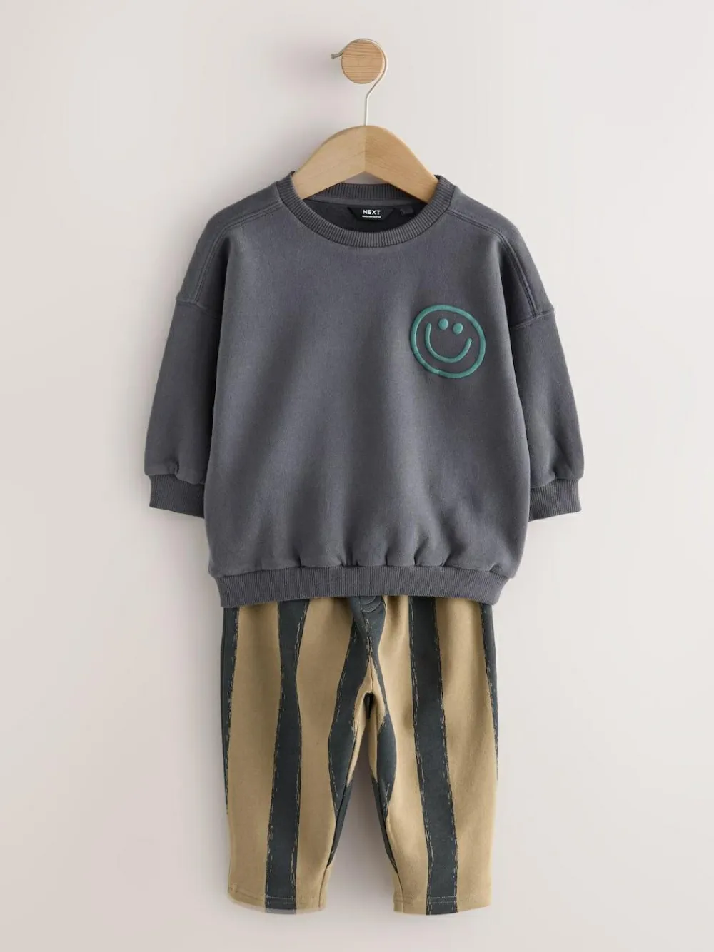 Next Black/Brown Single Sweatshirt And Stripe Joggers Set (3mths-7yrs)^BOY Sets & Co-Ords|Sets & Co-Ords