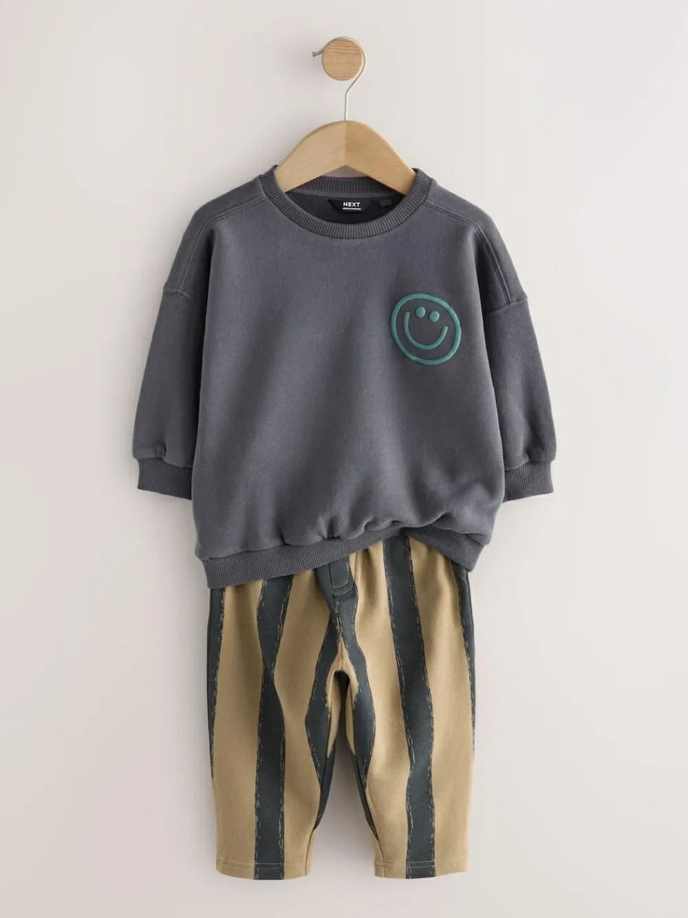 Next Black/Brown Single Sweatshirt And Stripe Joggers Set (3mths-7yrs)^BOY Sets & Co-Ords|Sets & Co-Ords