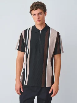 Next Vertical Stripe Quarter Zip Polo Shirt^ Tops & T-Shirts