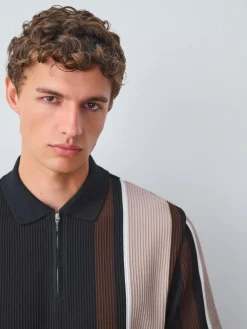Next Vertical Stripe Quarter Zip Polo Shirt^ Tops & T-Shirts