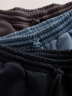 Next Brushback Heavyweight 3 Pack Joggers Black/Chocolate Brown/Steel Blue