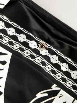 Sale Next Black/Cream Palm Bandeau Ruched Leg Tummy Control Shaping Swimsuit