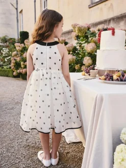 Discount Next Black/Cream Spot Sleeveless Occasion Dress (3-16yrs)
