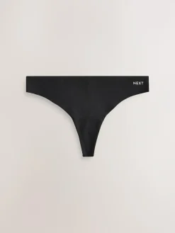 Next Black/Cream/Pink Thong Cotton Blend No VPL Knickers 7 Pack^Women Panties|All Lingerie