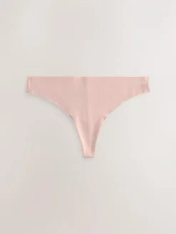 Next Black/Cream/Pink Thong Cotton Blend No VPL Knickers 7 Pack^Women Panties|All Lingerie