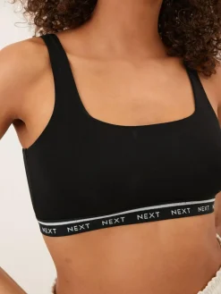 Clearance Next 3 Pack Ultimate Comfort Crop Tops Black/Cream/Praline Nude