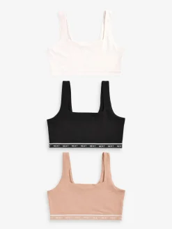 Clearance Next 3 Pack Ultimate Comfort Crop Tops Black/Cream/Praline Nude