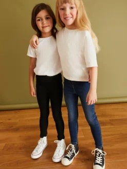 Online Next Elasticated Waist Jeggings 2 Pack (3-16yrs) Black/Dark Denim