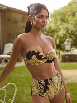 Next Black/Green Paisley Wired Bandeau Bikini Top^Women Swimwear