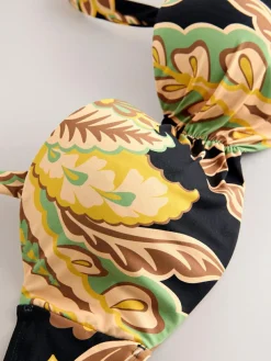 Next Black/Green Paisley Wired Bandeau Bikini Top^Women Swimwear