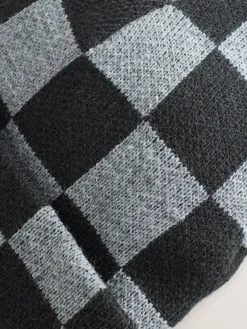 Online Next Beanie Hat (1-16yrs) Black/Grey Check
