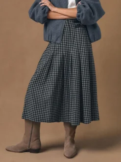 Clearance Next Black/Grey Gingham Midi Kilt Skirt