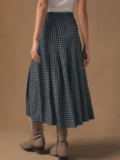 Clearance Next Black/Grey Gingham Midi Kilt Skirt