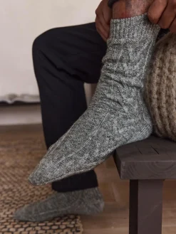 Discount Next Black/Grey Heavyweight Thermal Cable Socks 2 Pack