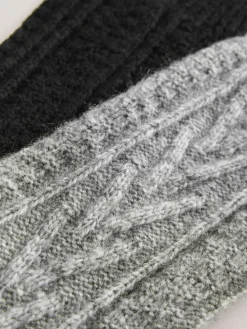 Discount Next Black/Grey Heavyweight Thermal Cable Socks 2 Pack