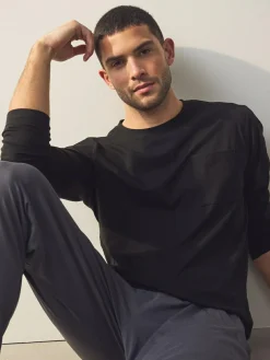 Next Black/Grey Long Sleeve Cuffed 100% Cotton Pyjamas^ Pyjamas|Nightwear