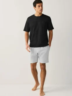 Best Next Short Sleeve Jersey Pyjamas Set Black/Grey Marl