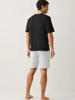 Best Next Short Sleeve Jersey Pyjamas Set Black/Grey Marl