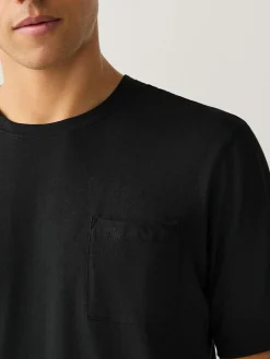 Best Next Short Sleeve Jersey Pyjamas Set Black/Grey Marl