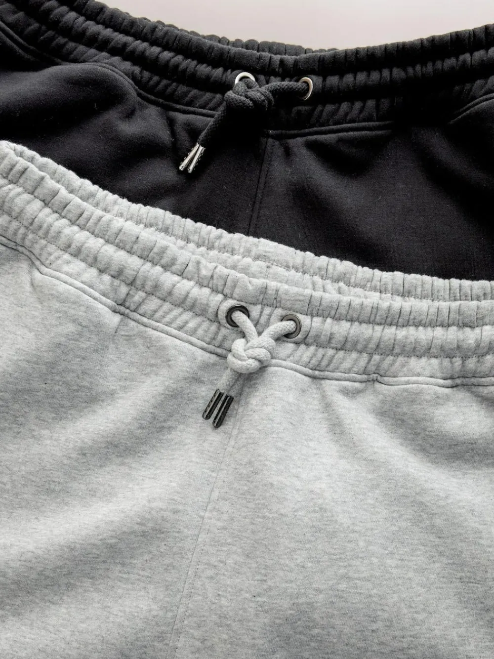 Outlet Next Slim Fit Brushback Heavyweight 2 Pack Joggers Black/Grey Marl