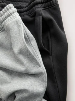 Outlet Next Slim Fit Brushback Heavyweight 2 Pack Joggers Black/Grey Marl