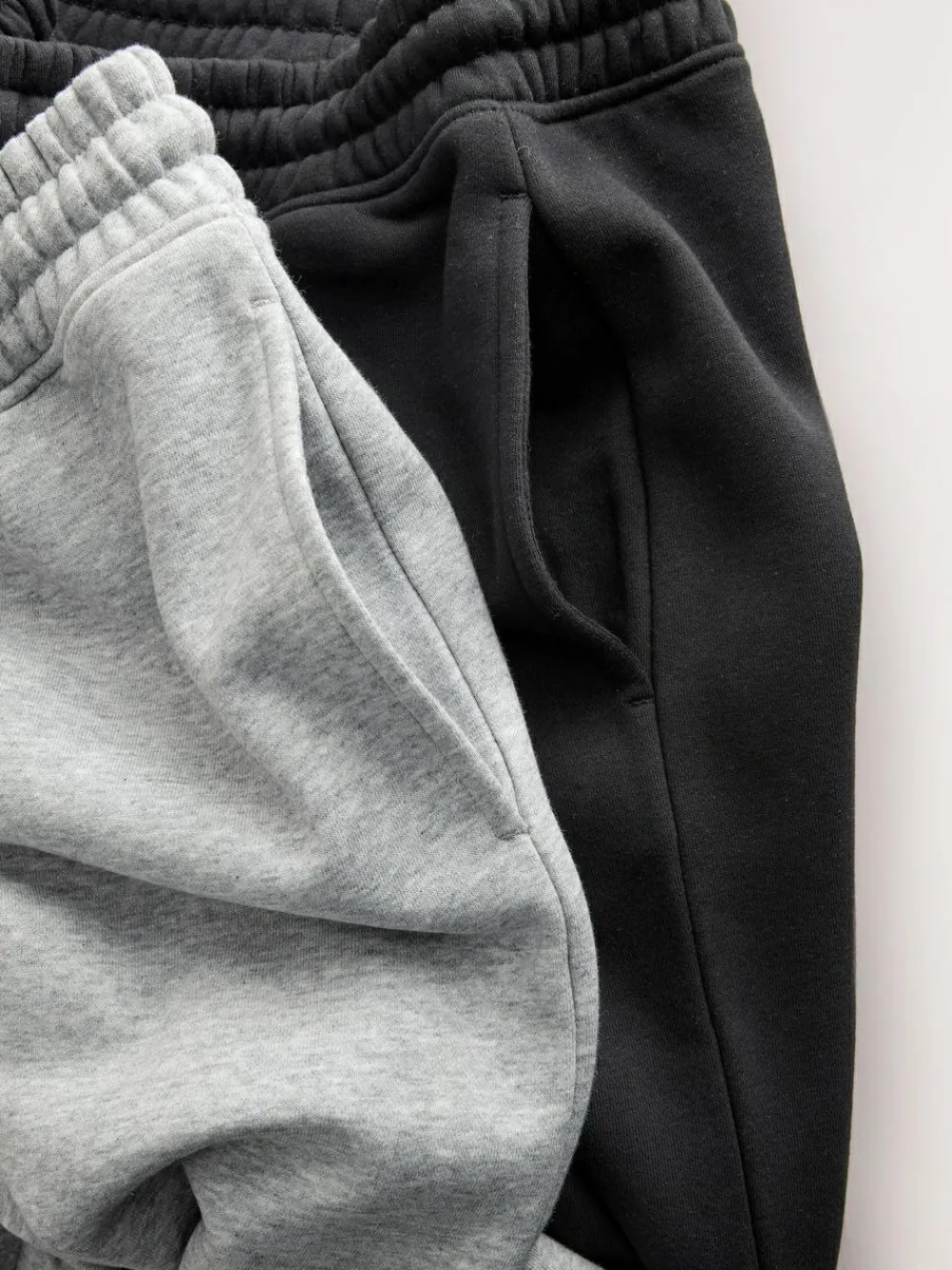 Outlet Next Slim Fit Brushback Heavyweight 2 Pack Joggers Black/Grey Marl