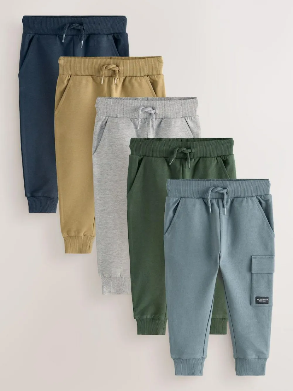 Next Skinny Fit Joggers 5 Pack (3mths-7yrs) Black/Grey Marl/Tan Brown