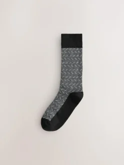 Outlet Next Pattern Smart Socks 5 Pack Black/Grey