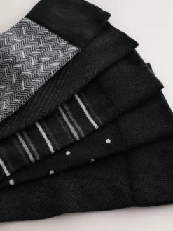 Outlet Next Pattern Smart Socks 5 Pack Black/Grey