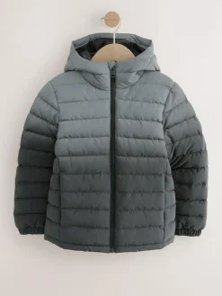 Online Next Black/Grey Reflective Quilted Midweight Hooded Jacket (3-16yrs)