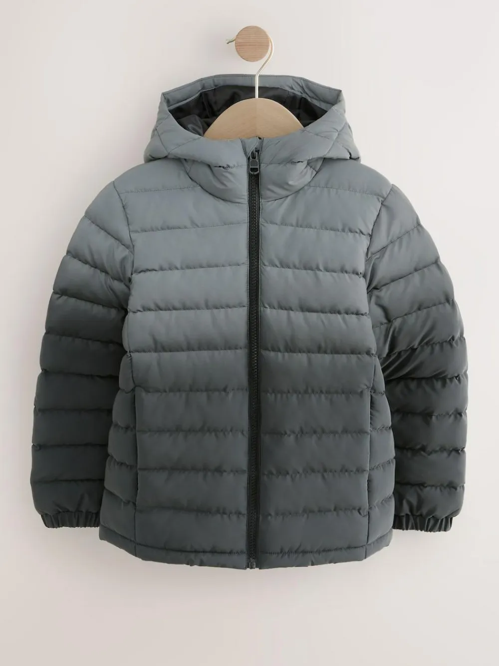 Online Next Black/Grey Reflective Quilted Midweight Hooded Jacket (3-16yrs)