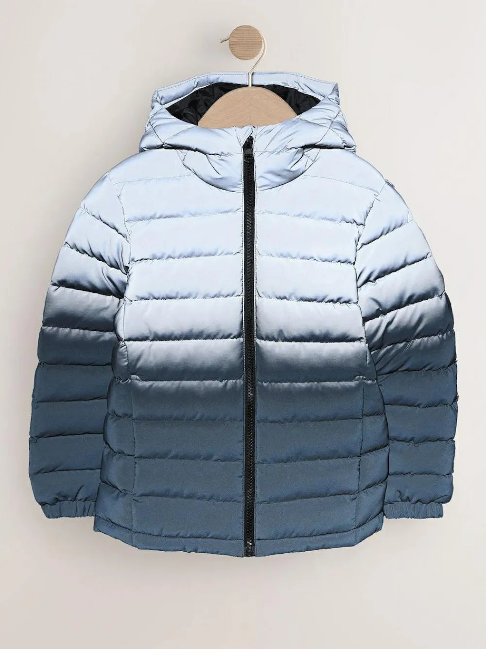 Online Next Black/Grey Reflective Quilted Midweight Hooded Jacket (3-16yrs)