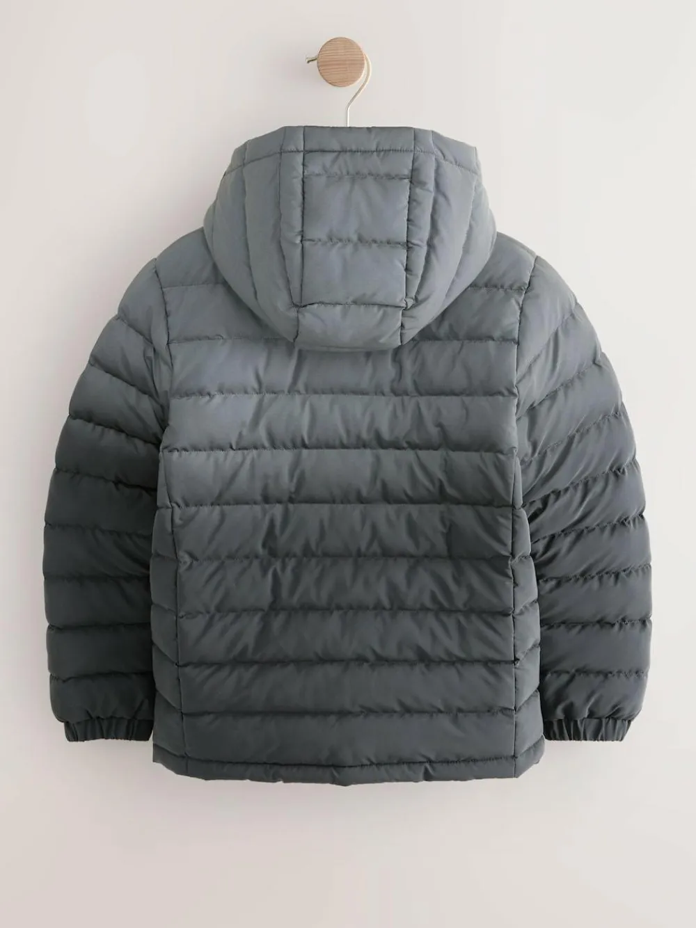 Online Next Black/Grey Reflective Quilted Midweight Hooded Jacket (3-16yrs)
