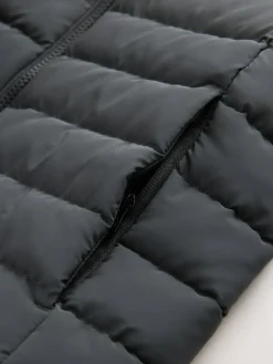 Online Next Black/Grey Reflective Quilted Midweight Hooded Jacket (3-16yrs)