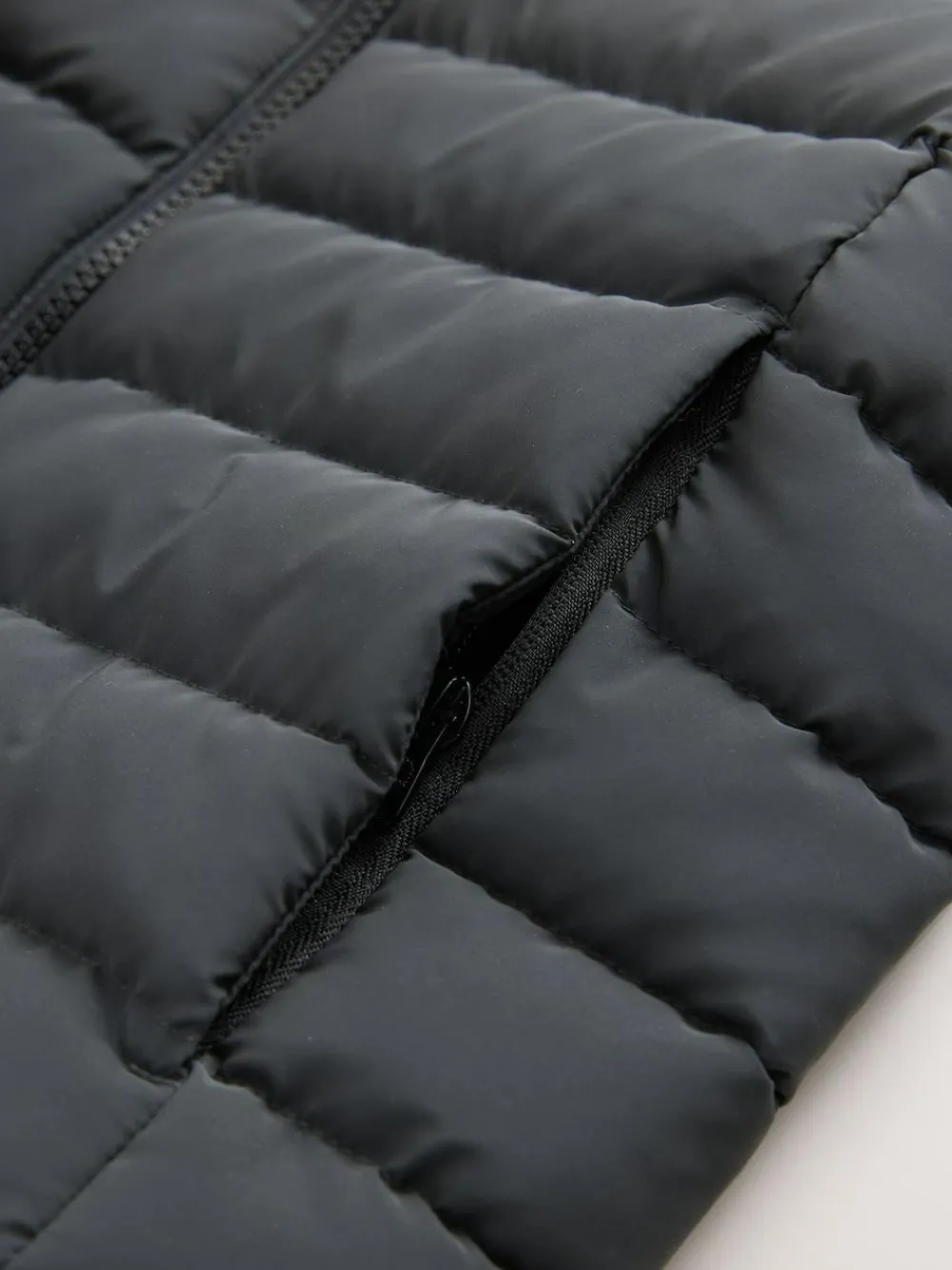 Online Next Black/Grey Reflective Quilted Midweight Hooded Jacket (3-16yrs)