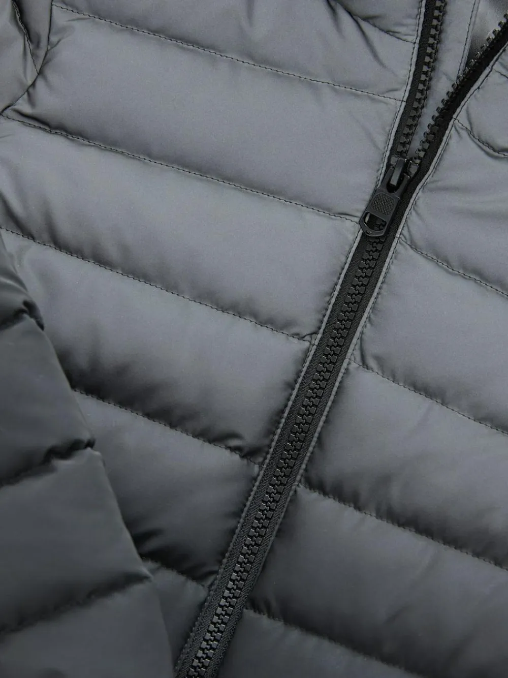Online Next Black/Grey Reflective Quilted Midweight Hooded Jacket (3-16yrs)