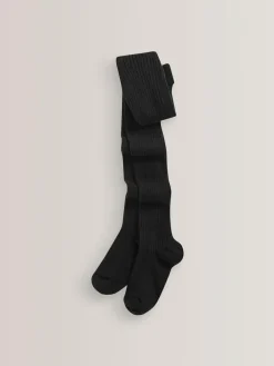 Discount Next Regular Length Cotton Rich Cable Tights 3 Pack Black/Grey