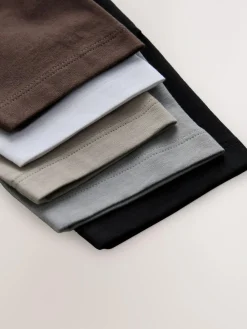 Best Next Black/Grey/Brown/Stone/White Short Sleeve T-Shirts 5 Pack (3mths-7yrs)