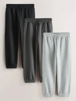 Sale Next Black/Grey/Charcoal Regular Fit Joggers 3 Pack (3-16yrs)