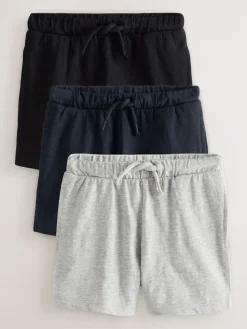 Next Black/Grey/Navy Blue Lightweight Shorts 3 Pack (3mths-7yrs)