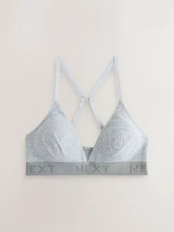 Outlet Next Cotton Ribbed Logo Bralettes 3 Pack Black/Grey/Pink