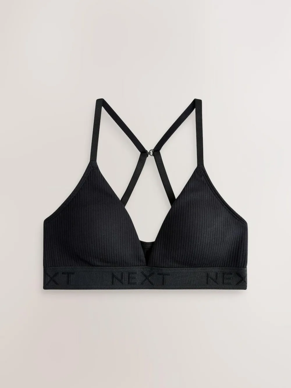 Outlet Next Cotton Ribbed Logo Bralettes 3 Pack Black/Grey/Pink