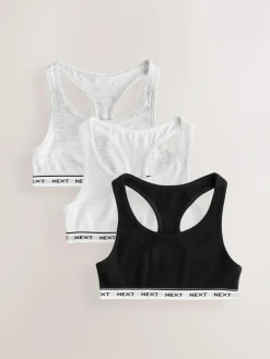 Hot Next Racer Back Crop Tops 3 Pack (5-16yrs) Black/Grey/White