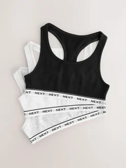 Hot Next Racer Back Crop Tops 3 Pack (5-16yrs) Black/Grey/White