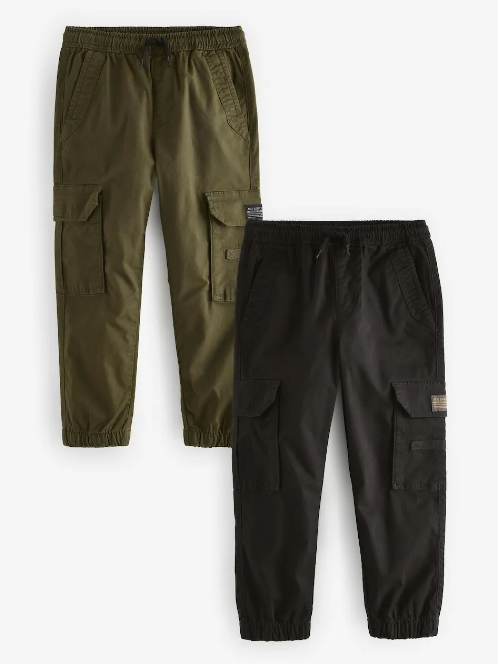 New Next Black/Khaki Green Cargo Trousers 2 Pack (3-16yrs)